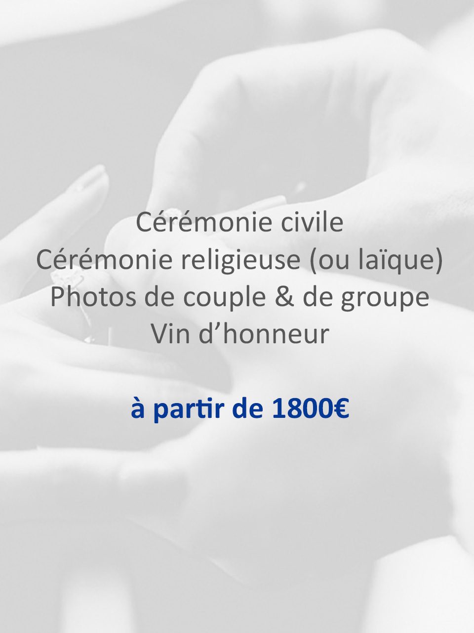 Contenu de la Formule A – prestations cérémonies et portraits